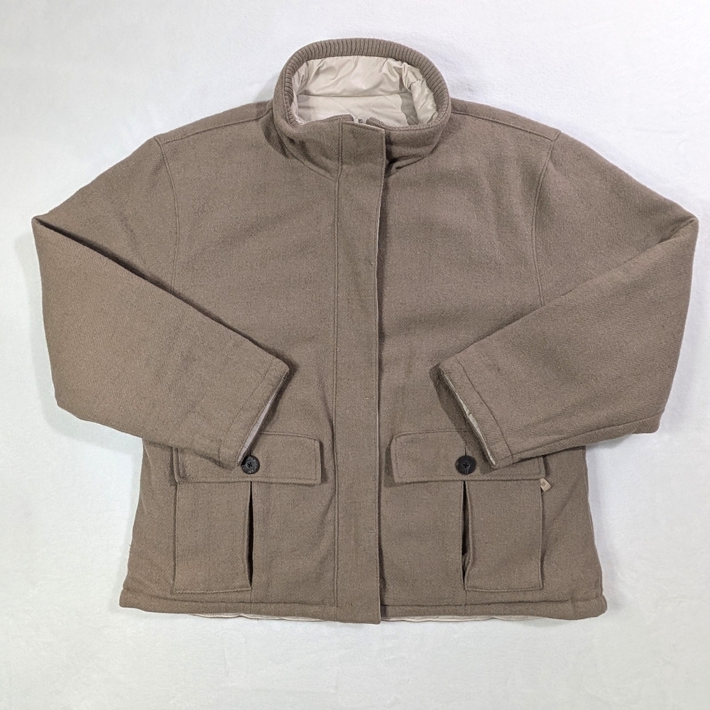 Woolrich Reversible WooI Insuated Puffer Jacket | Tan & Cream | Women's Large